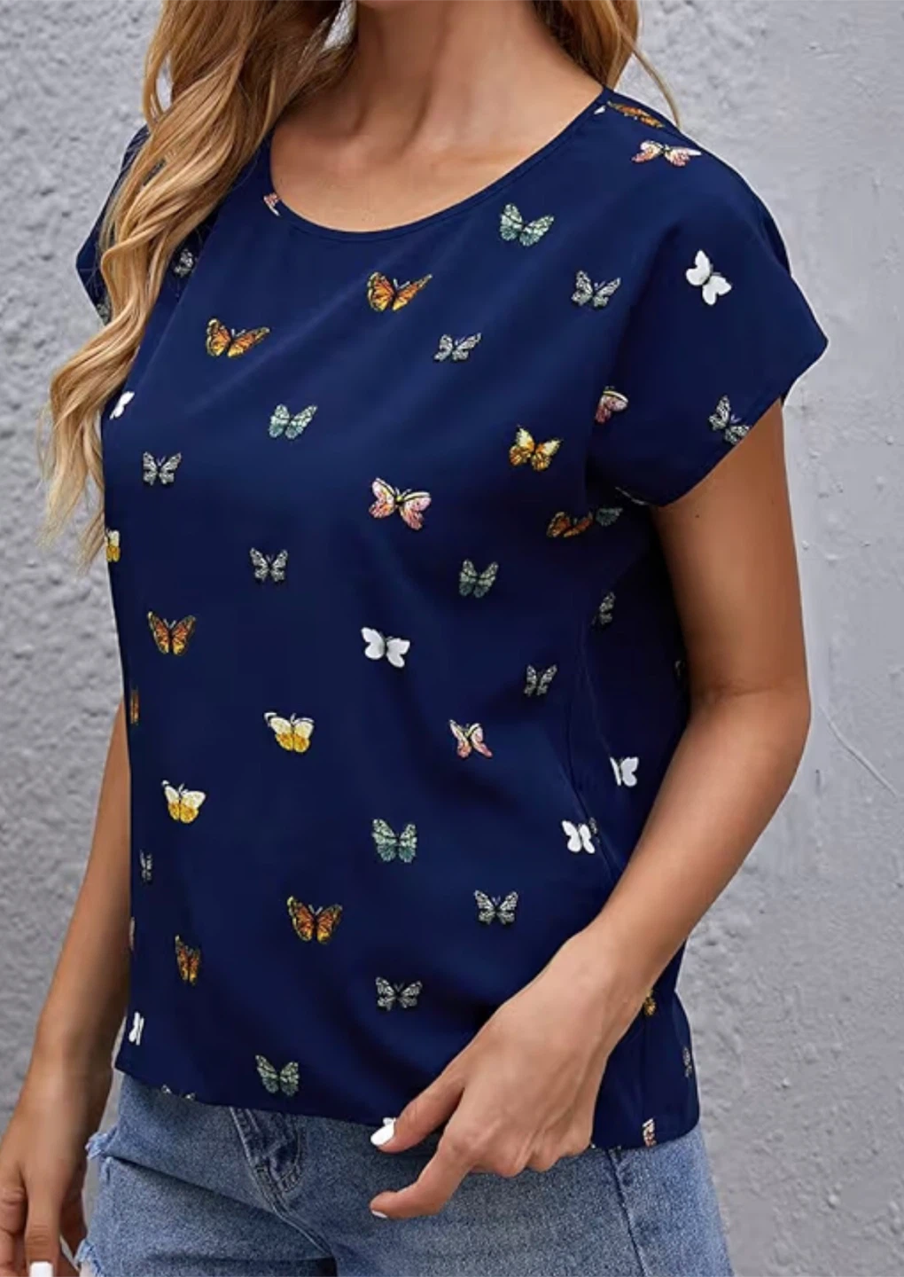 Butterfly Print Top - Women's Blouse