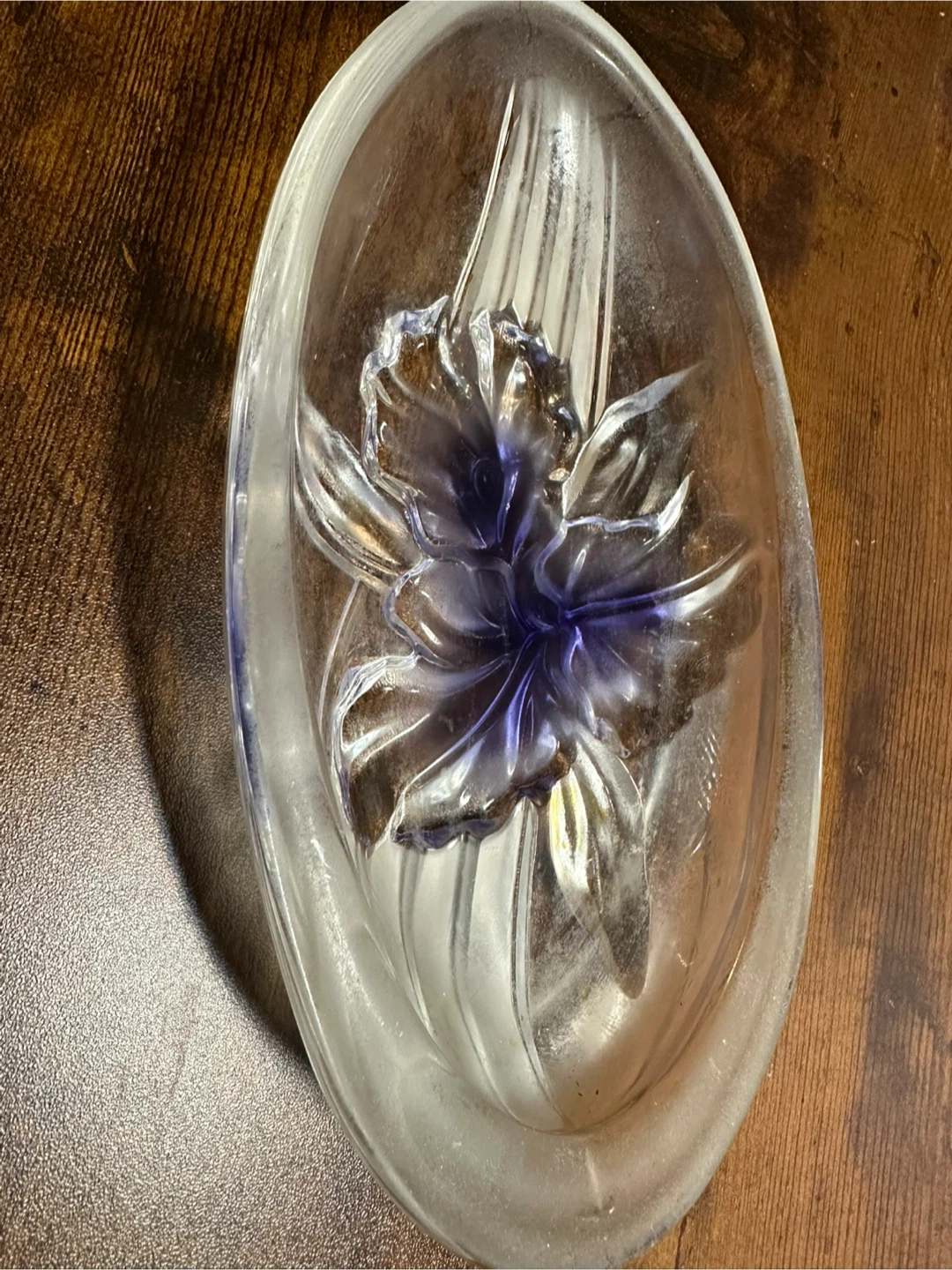 Clear Glass Flower Dish