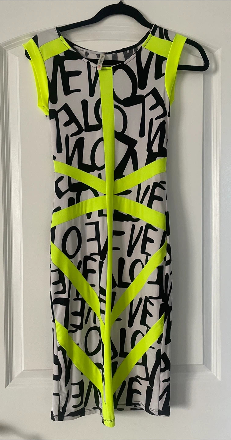 Pinklicious Dress - Black, White & Neon Yellow