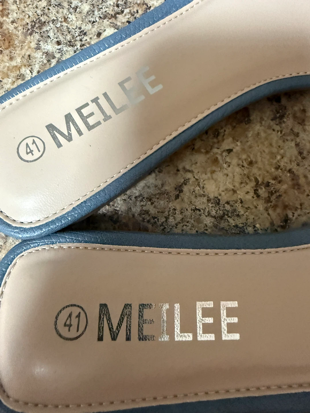 MEILEE Blue Embellished Slides - Size 41 - photo 3
