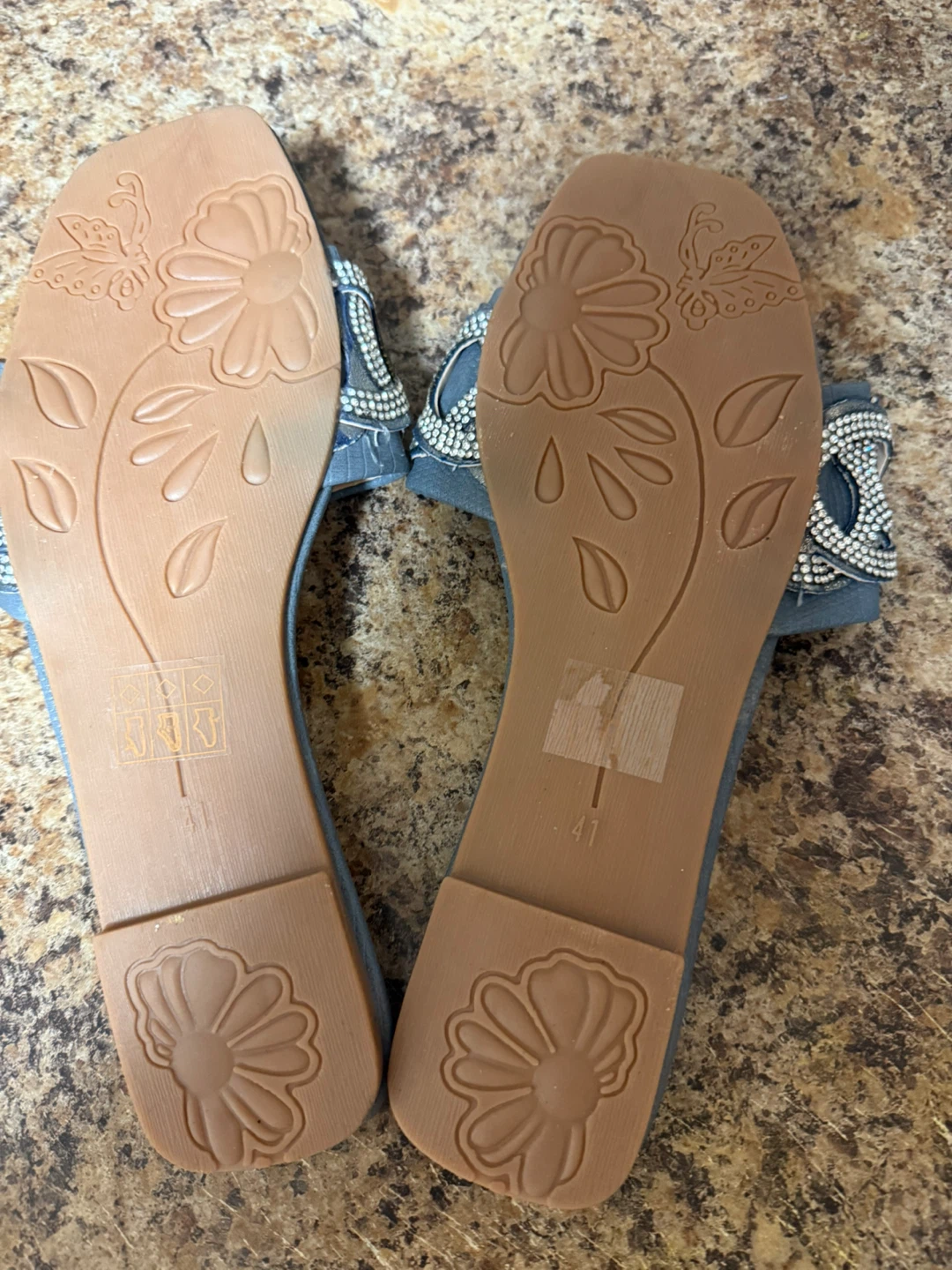 MEILEE Blue Embellished Slides - Size 41 - photo 2
