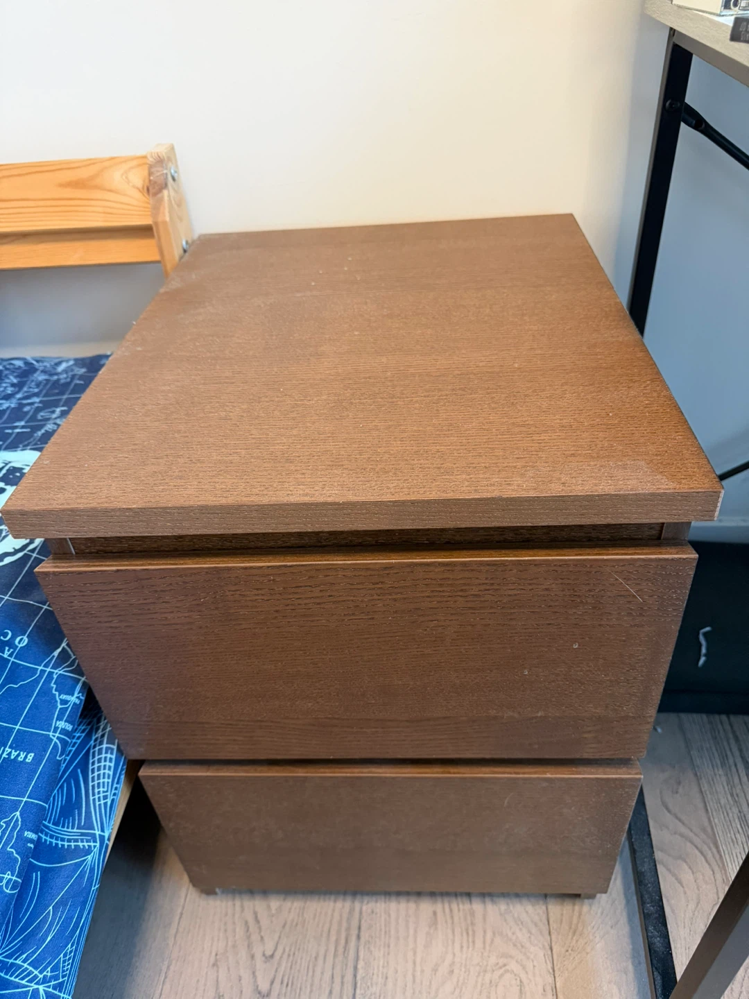 IKEA Nightstand / Bedside Table (2 Drawers) – Brown - photo 2