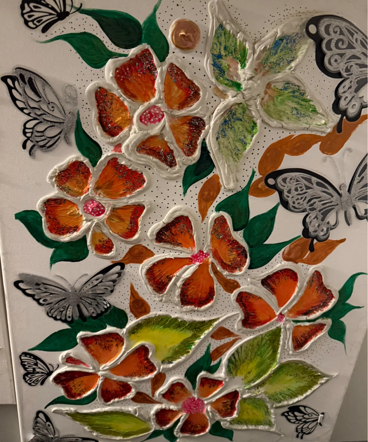 Handmade Floral Butterfly Painting - photo 4