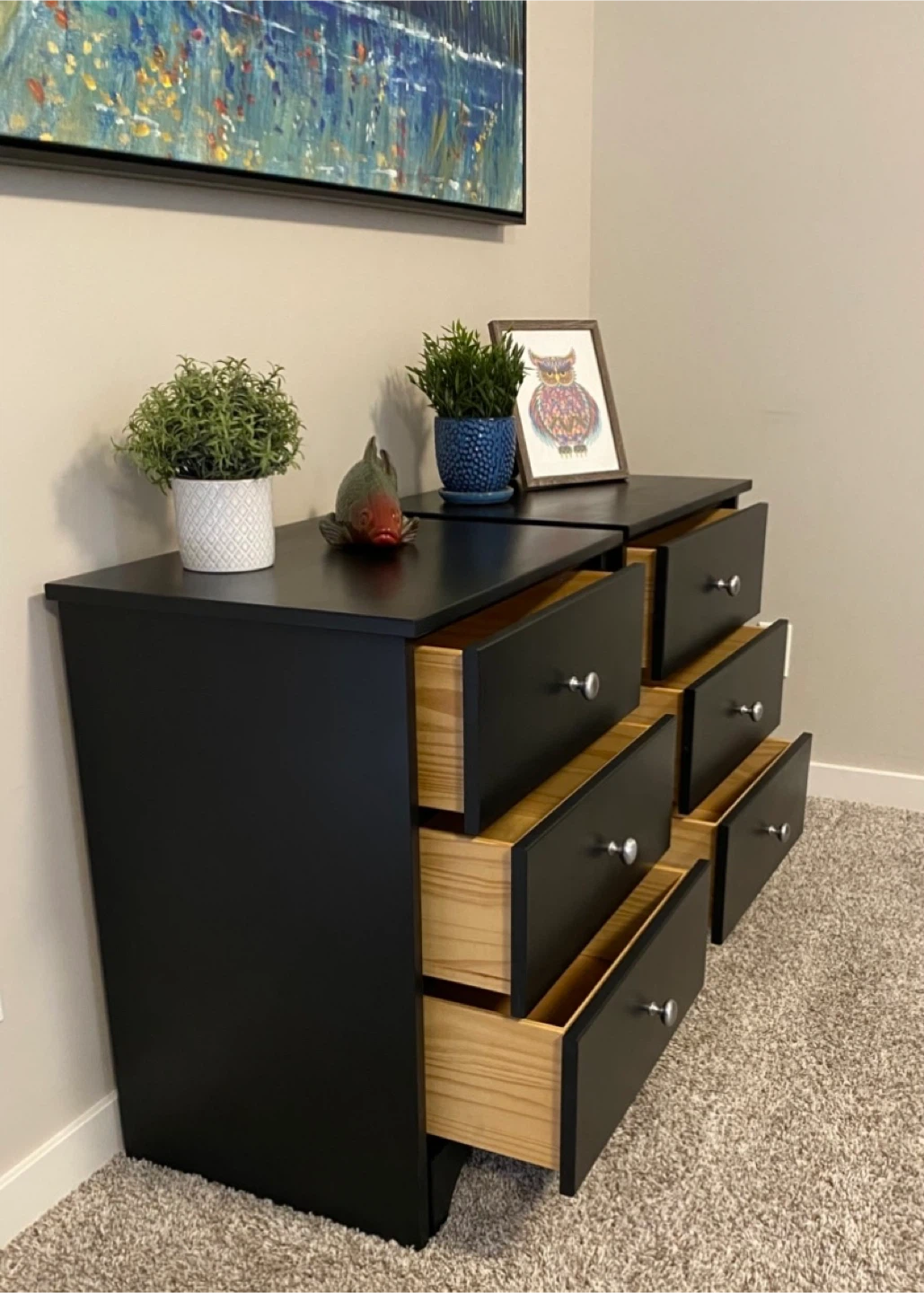 Custom Made Solid Pine Nightstands Black & Silver - photo 2