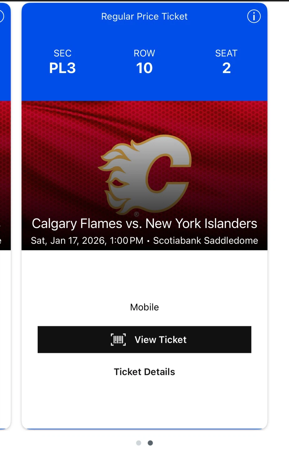 Calgary Flames vs. New York Islanders Ticket - photo 2