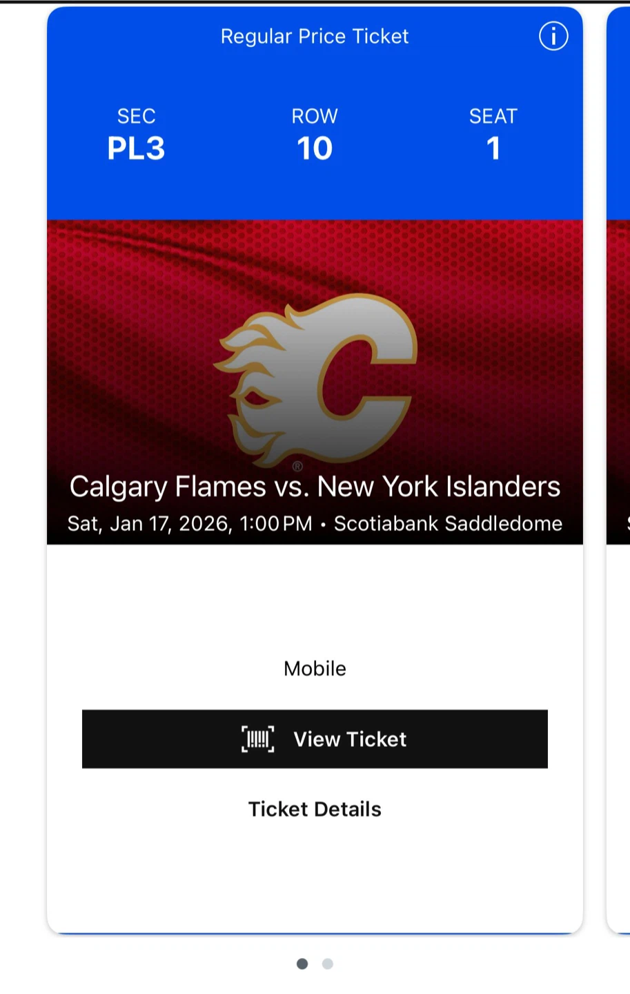 Calgary Flames vs. New York Islanders Ticket