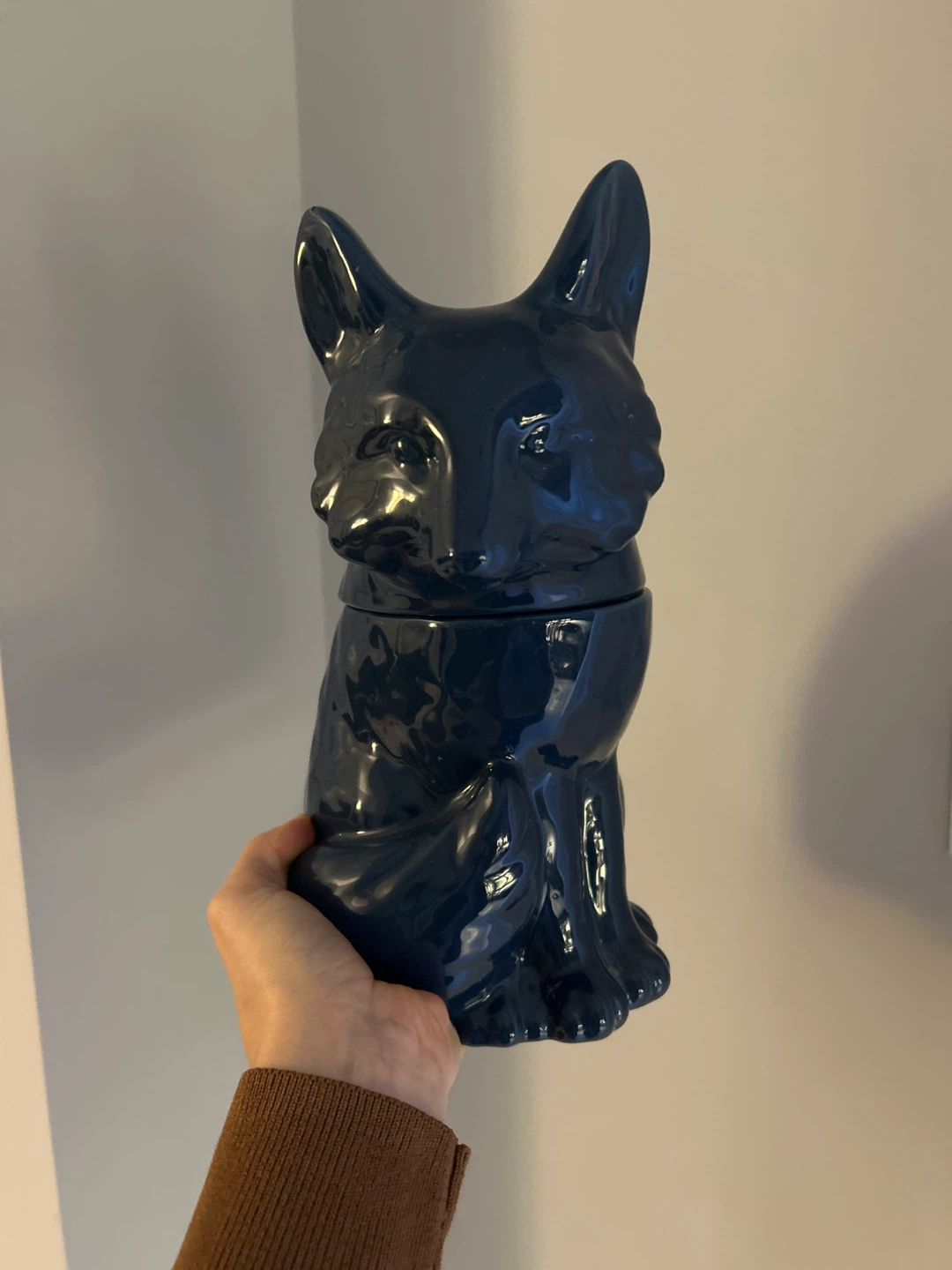 🥕 Navy Blue Fox Cookie Jar