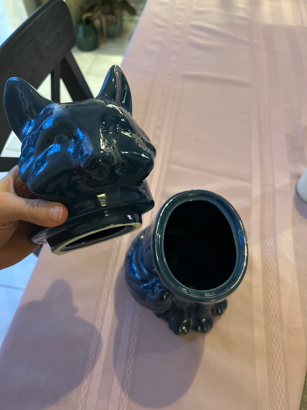 🥕 Navy Blue Fox Cookie Jar - photo 2