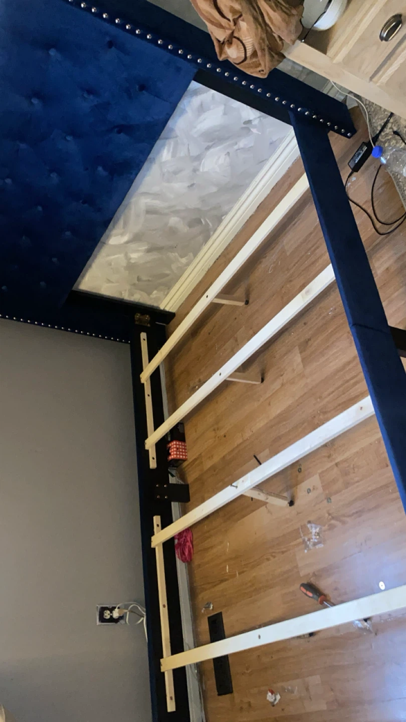 Blue Upholstered Bed Frame full/double size NEED GONE ASAP - photo 5