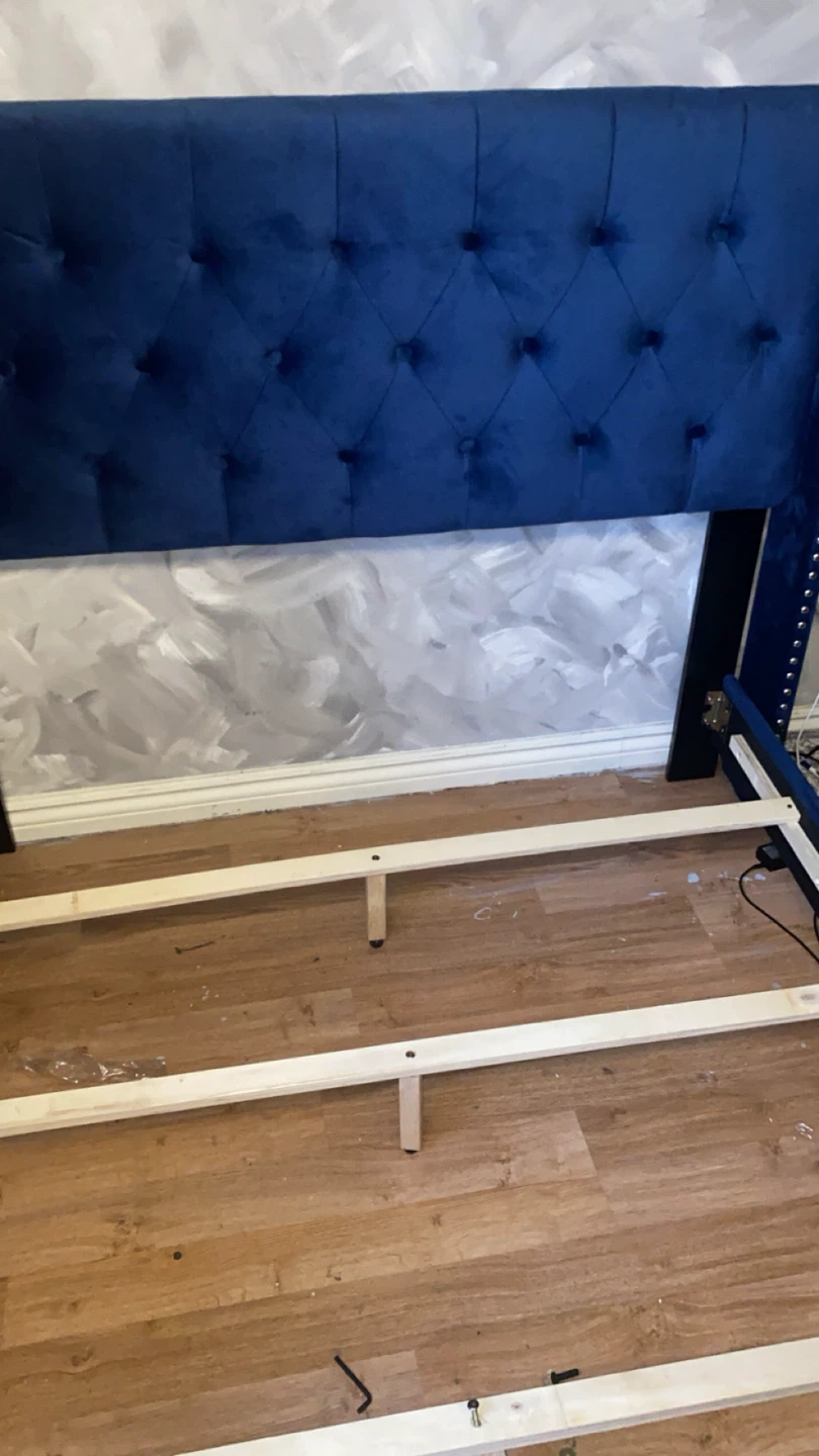 Blue Upholstered Bed Frame full/double size NEED GONE ASAP - photo 4