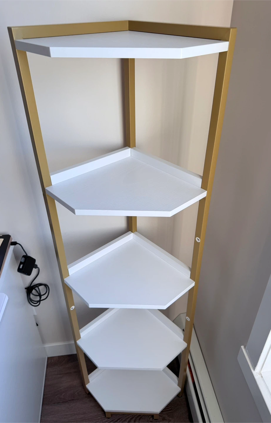 Corner Shelf Stand - Gold & White, 5-Tier - photo 2