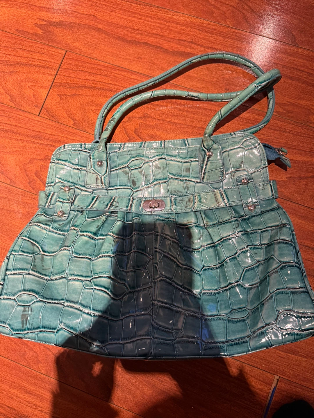 Rick's Teal Croc-Embossed Handbag