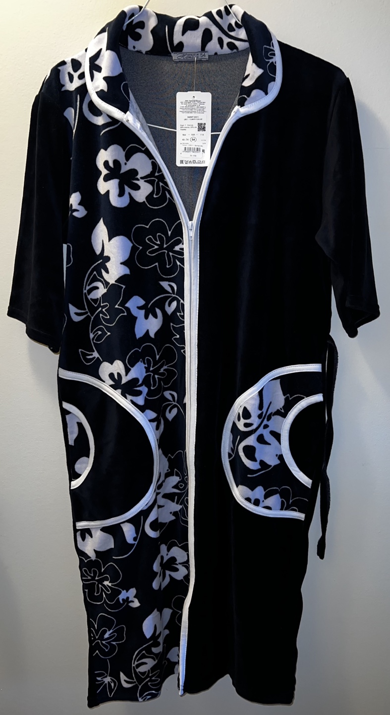 Brand New-Hamana 54 Black Floral Robe - Size M
