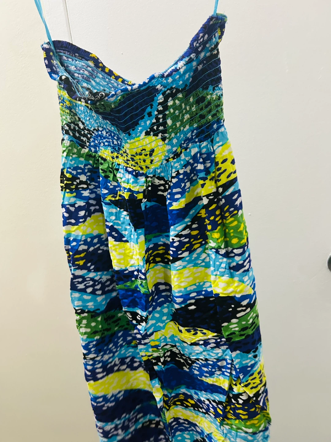 Strapless Sundress - Blue, Green, Yellow