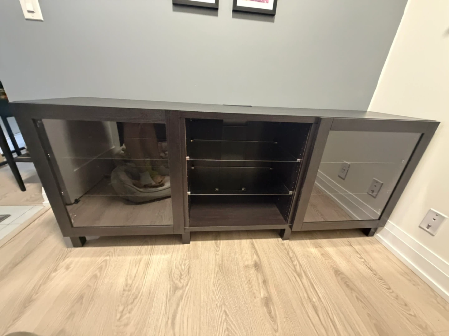 Like-new IKEA Entertainment Unit – 71” With Glass Door