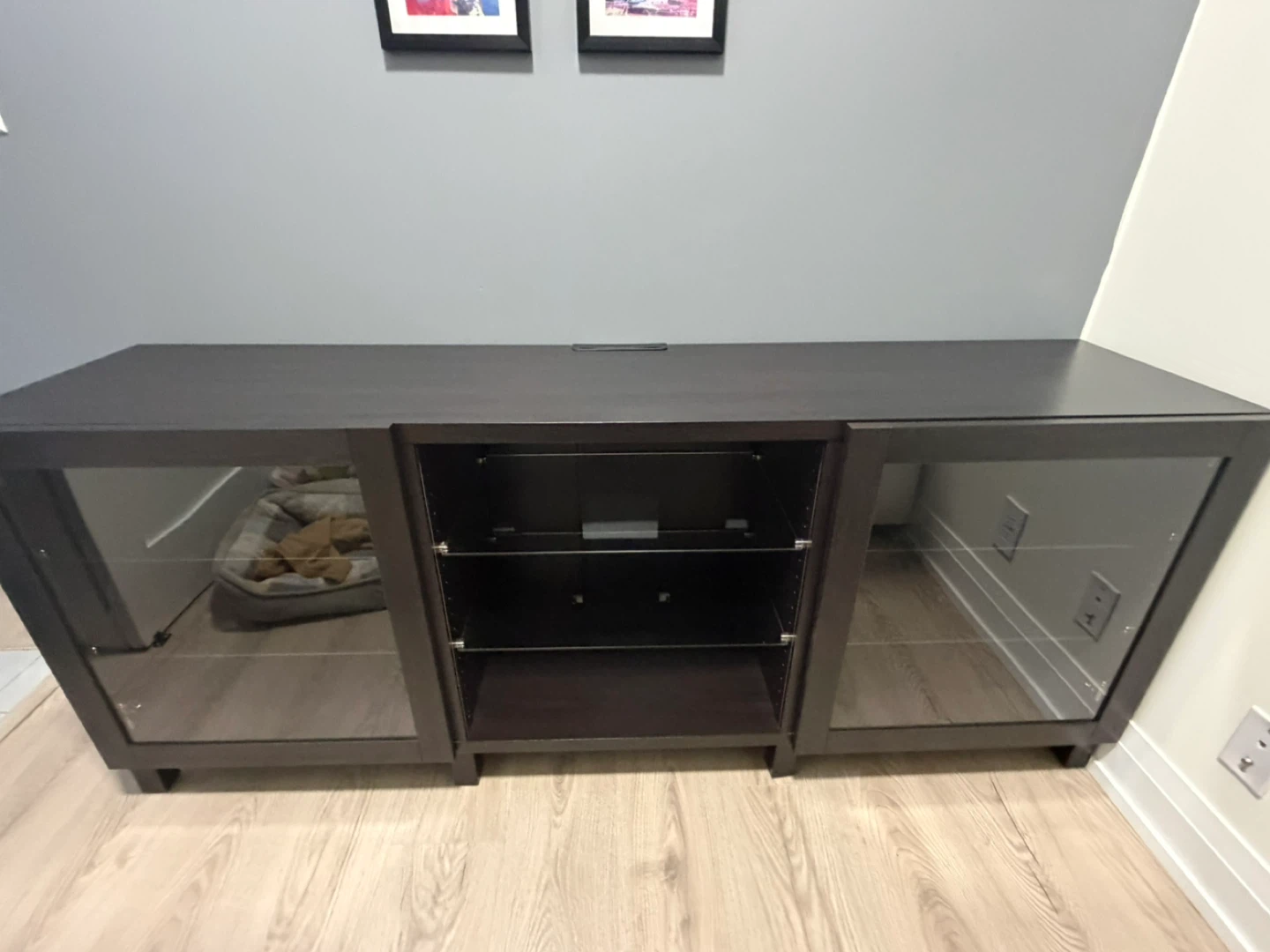 Like-new IKEA Entertainment Unit – 71” With Glass Door - photo 5