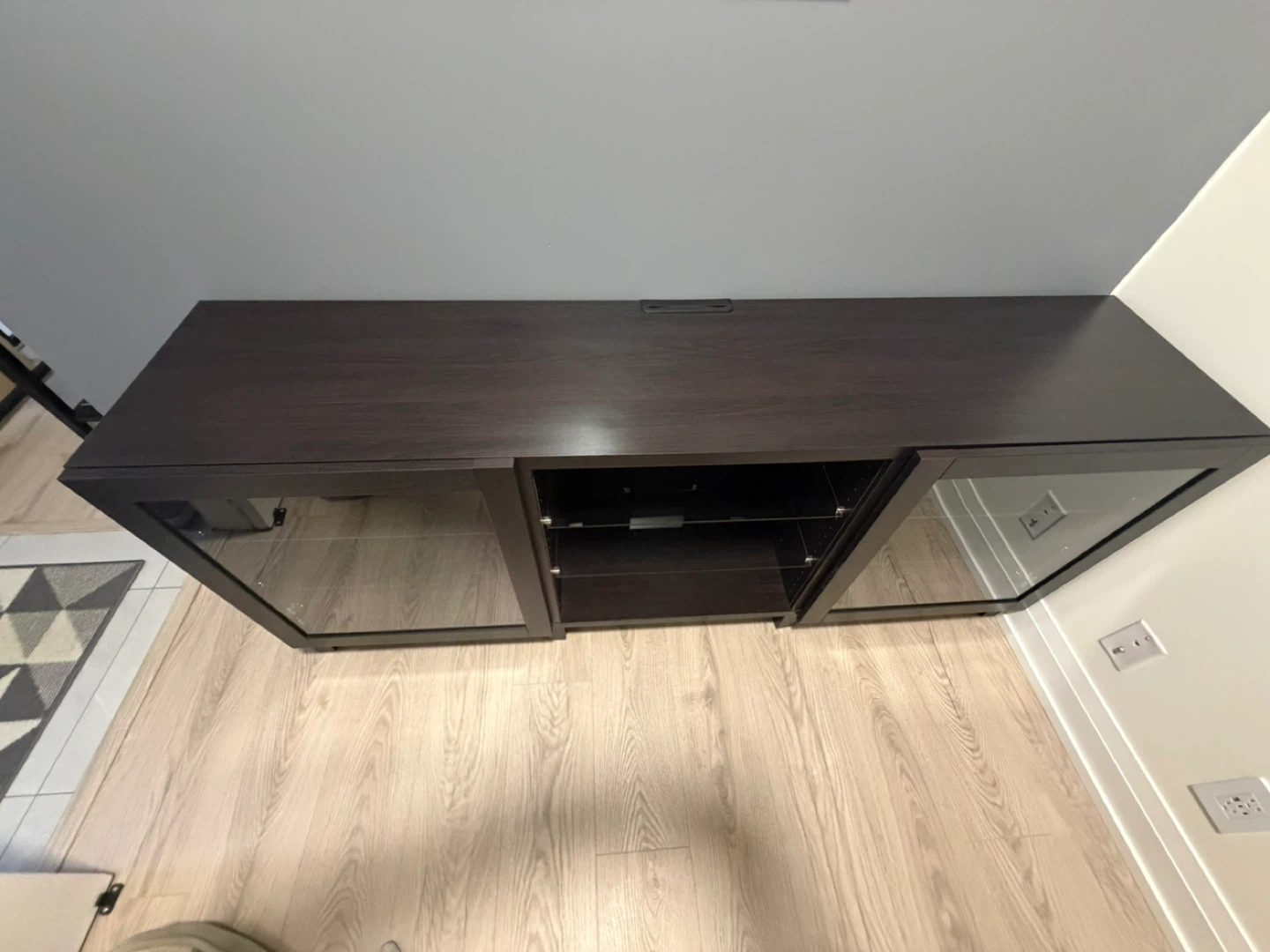 Like-new IKEA Entertainment Unit – 71” With Glass Door - photo 4