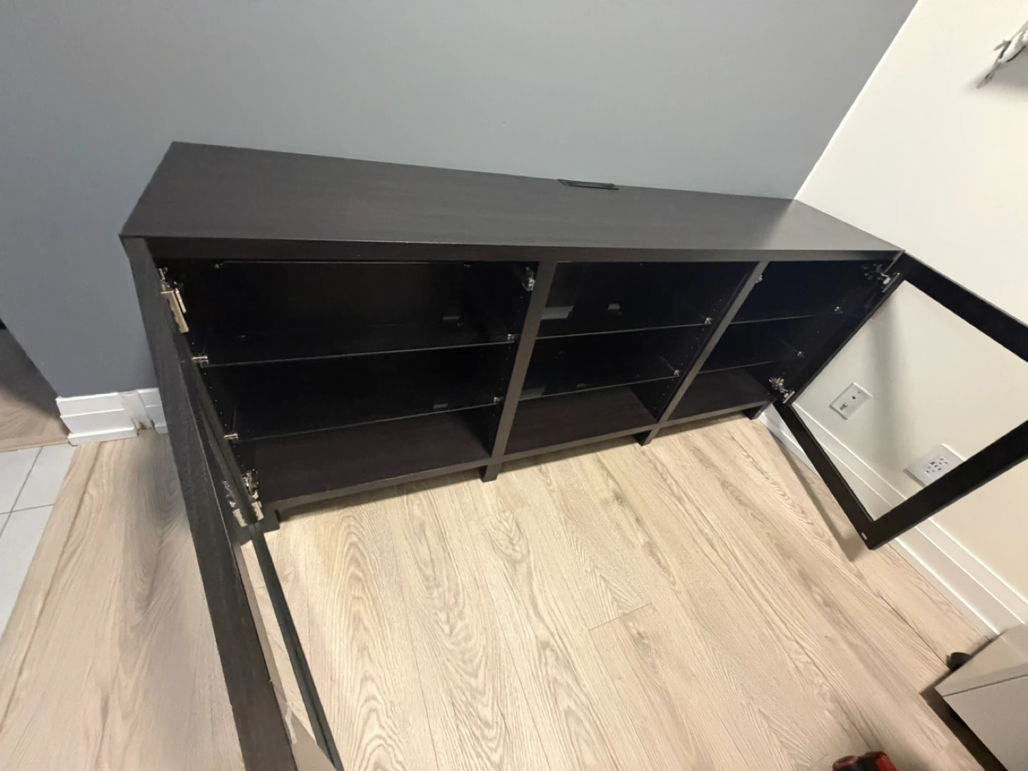 Like-new IKEA Entertainment Unit – 71” With Glass Door - photo 3