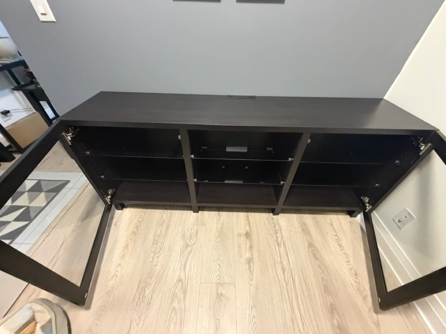 Like-new IKEA Entertainment Unit – 71” With Glass Door - photo 2