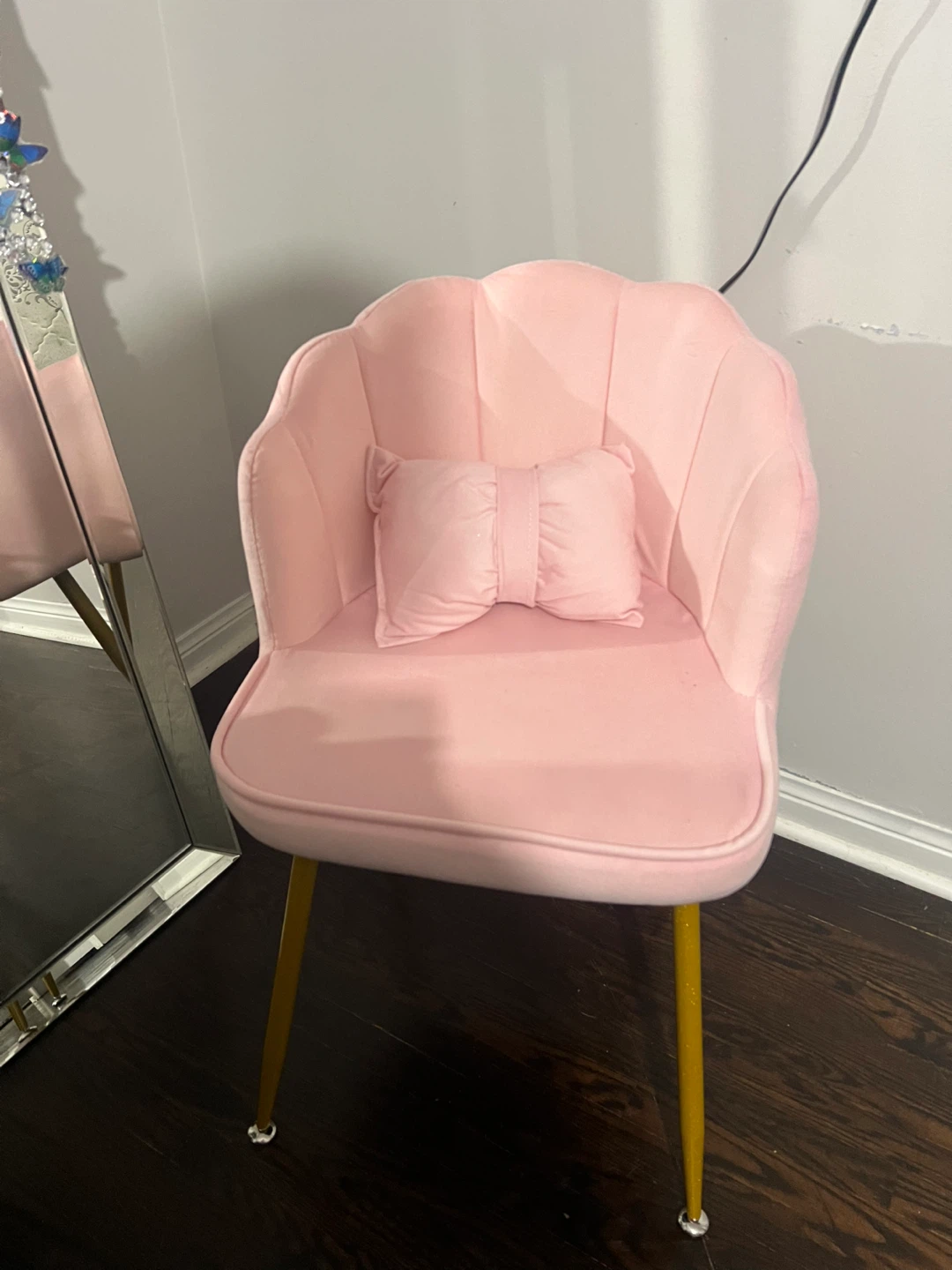 Pink Velvet Accent kids  Chair with Gold Legs - photo 2