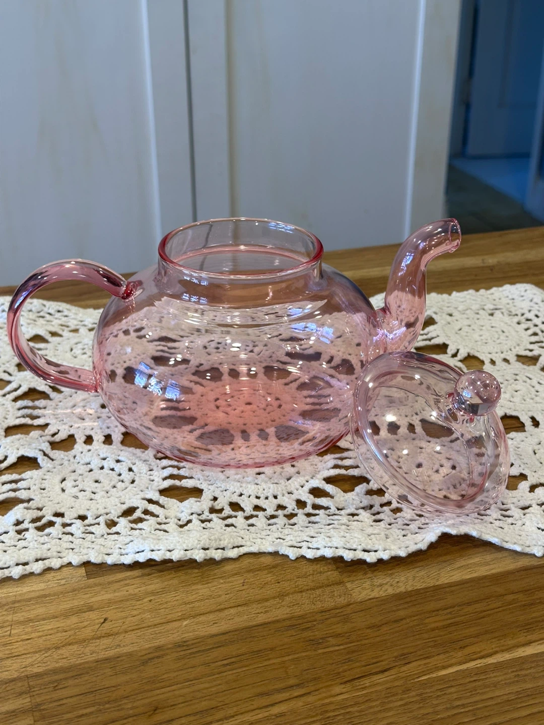 Pink Glass Teapot with Lid - photo 3