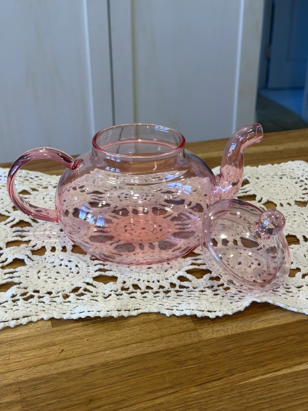 Pink Glass Teapot with Lid - photo 4
