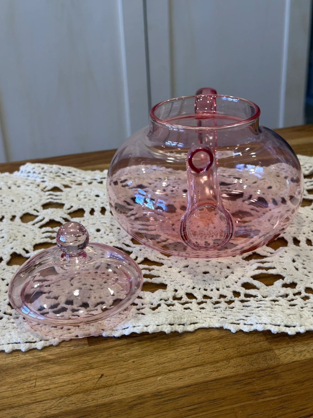 Pink Glass Teapot with Lid - photo 5