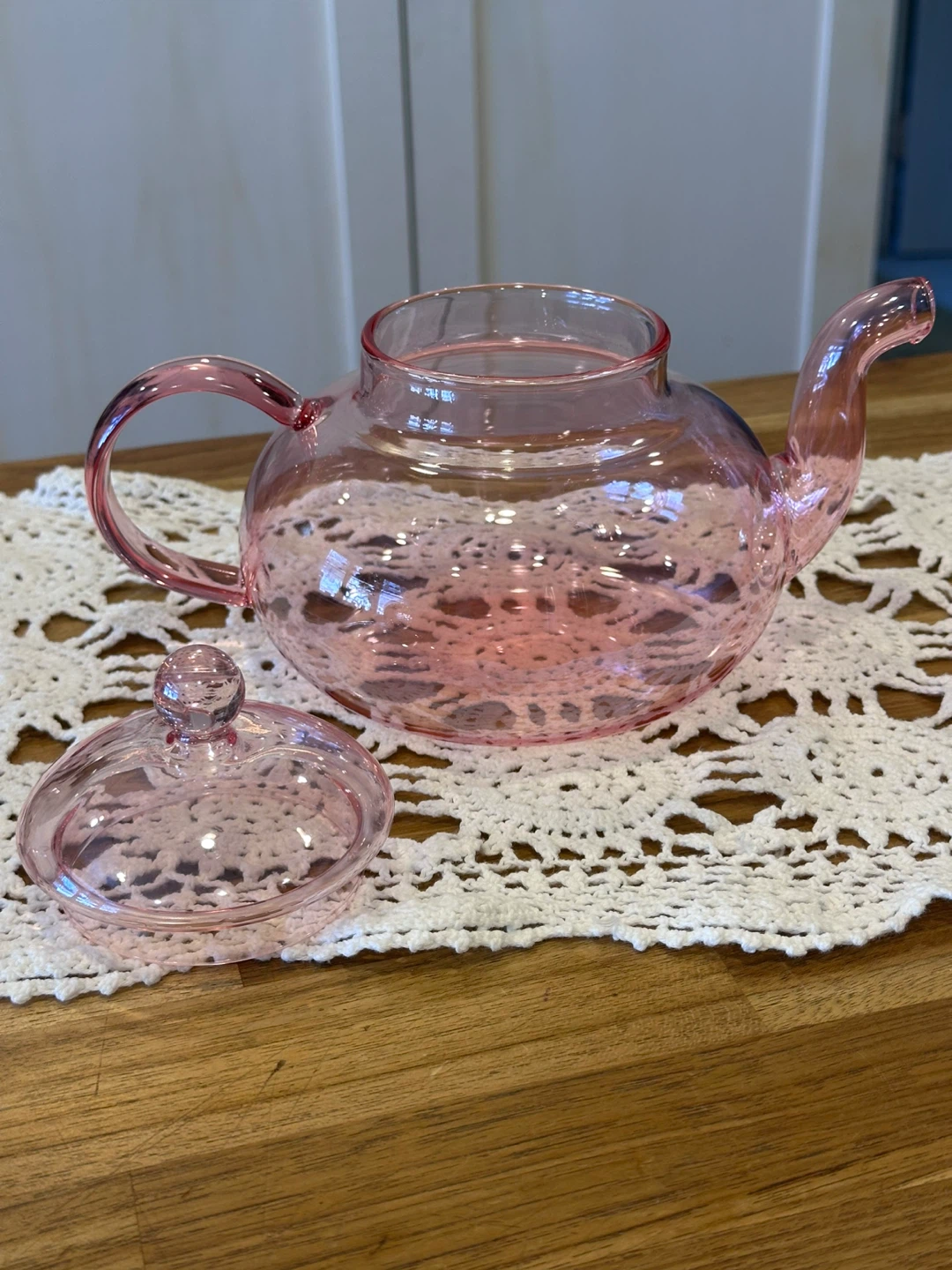 Pink Glass Teapot with Lid - photo 2
