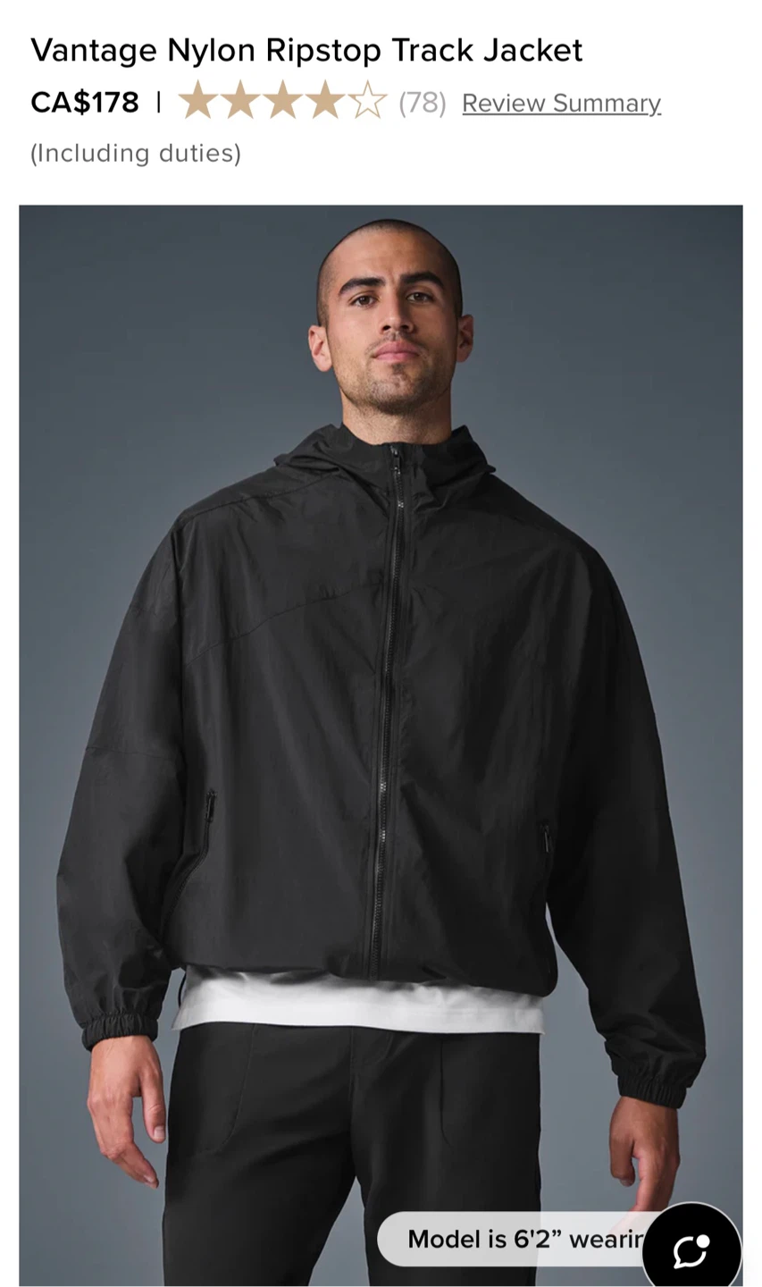 ALO Ripstop Track Jacket Size M