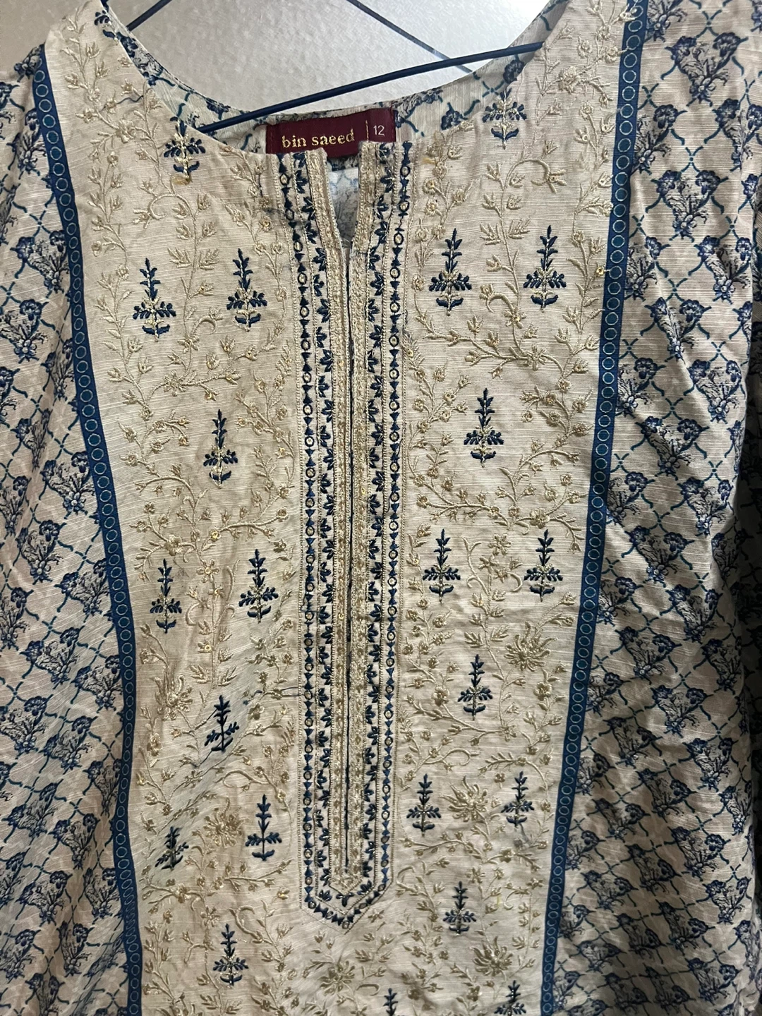 3 piece Bin Saeed Printed Kurti - Size 12 - photo 2