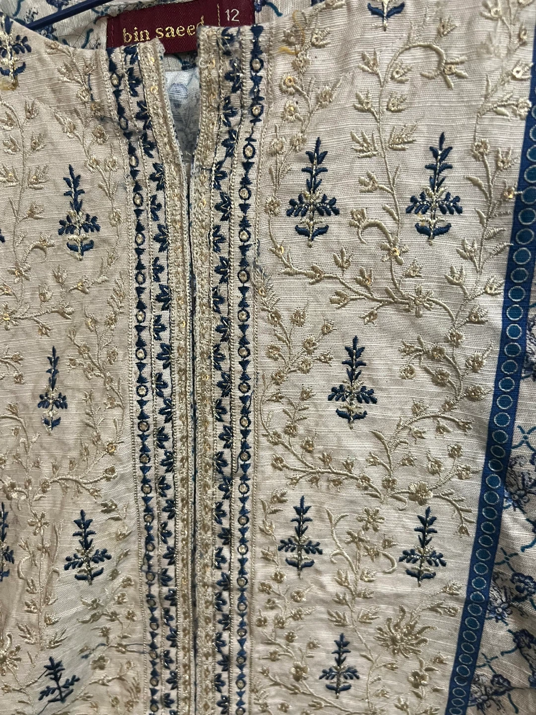 3 piece Bin Saeed Printed Kurti - Size 12
