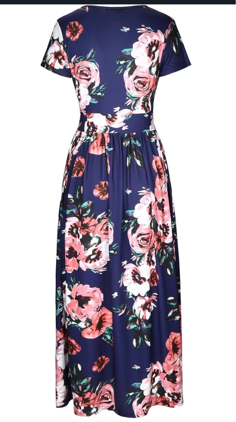 Floral Maxi Dress - Navy Blue Large - photo 2