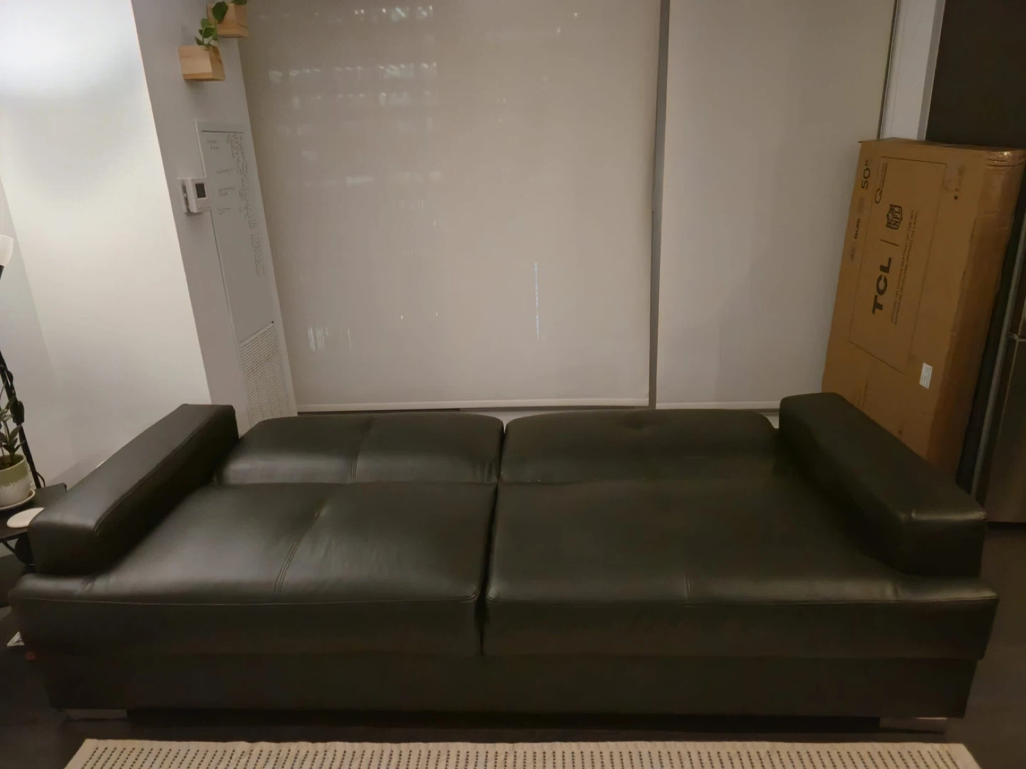 Black Leather Sofa - photo 3