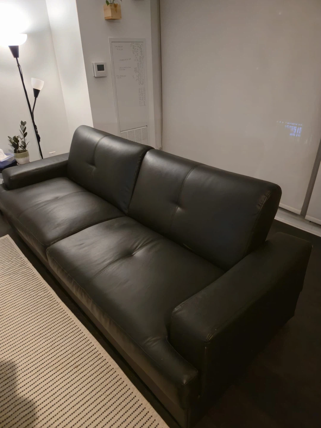 Black Leather Sofa - photo 2