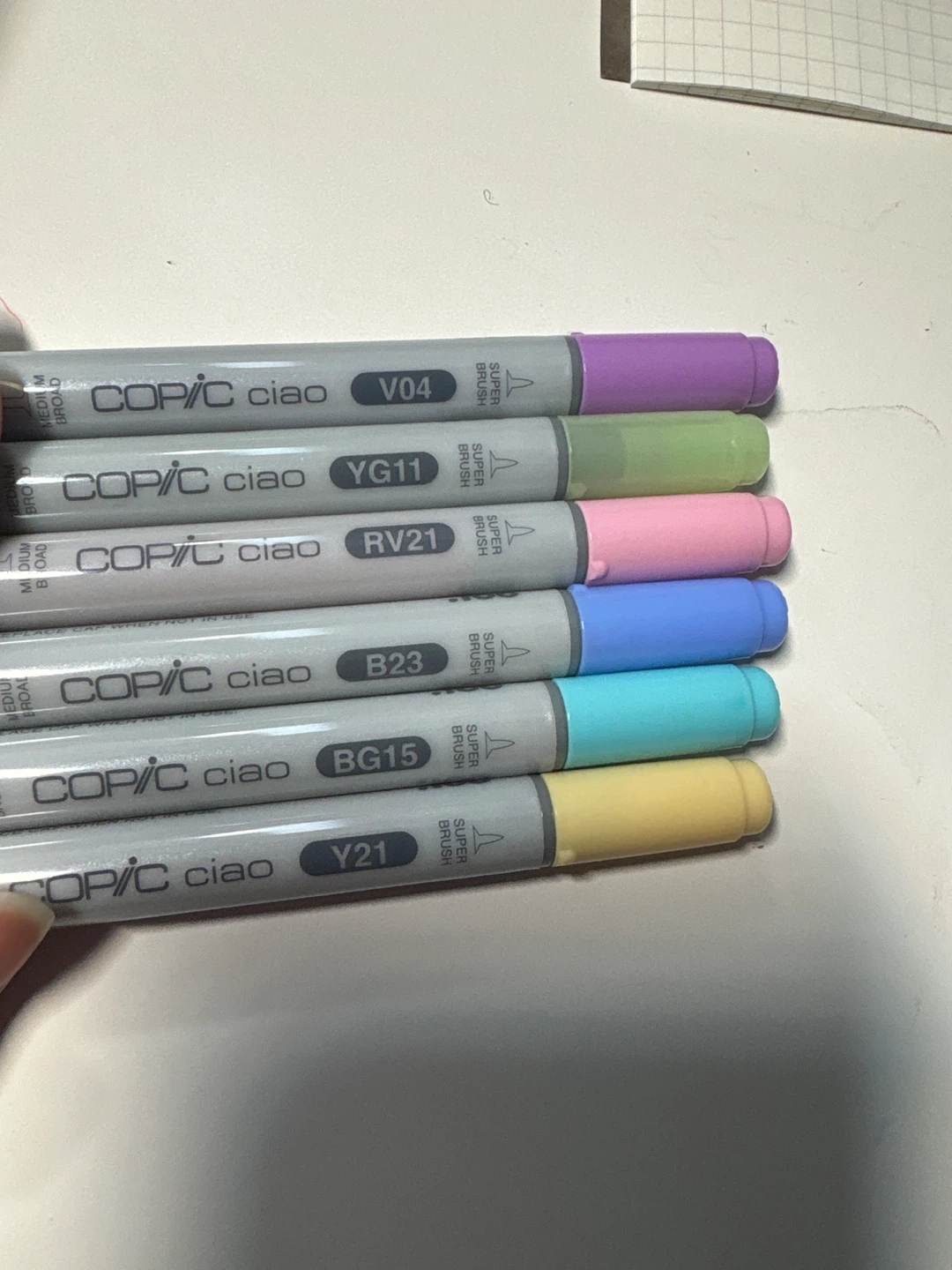 Copic Ciao Markers - V04, YG11, RV21, B23, BG15, Y21