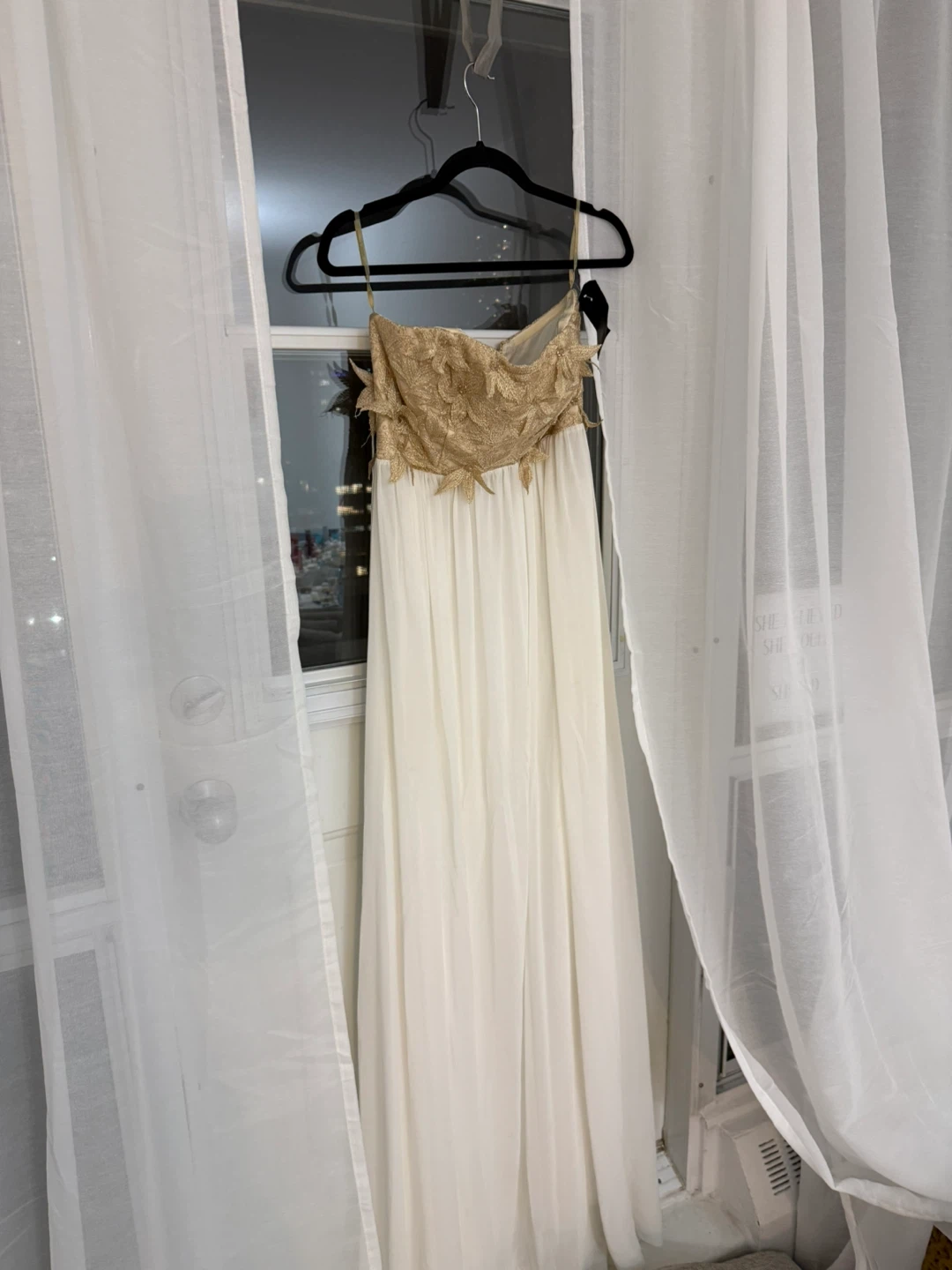 Adore Size 40 dress by Zanas Boutique white dress with gold