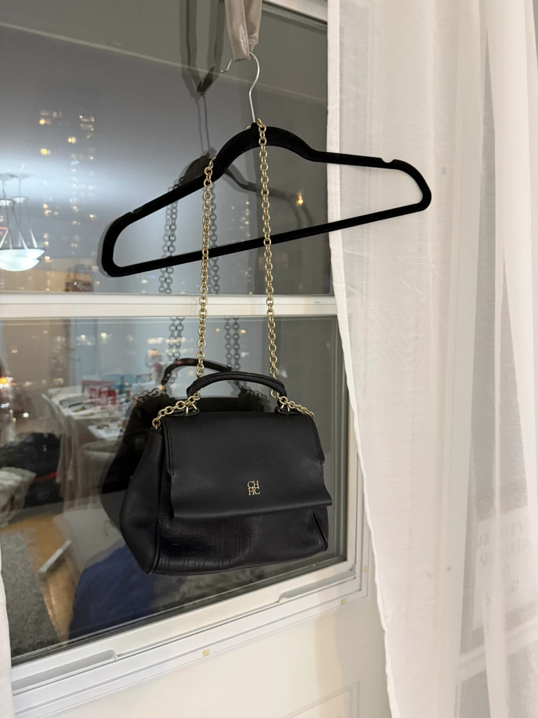 Carolina Herrera Black Leather Chain Bag - photo 3