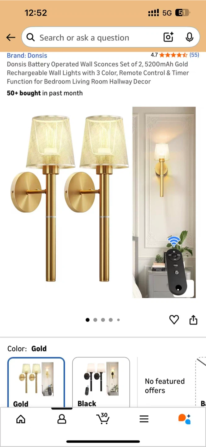 Donsis Gold Wall Sconces Set of 2 - New in Box! - photo 4