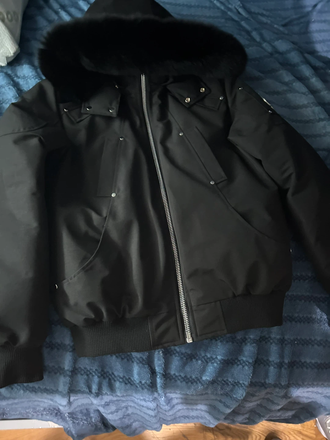 Moose Knuckles Black Bomber Jacket