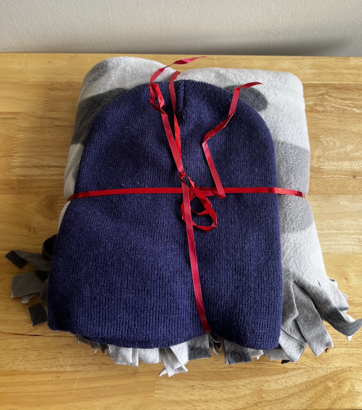 Brand New-Handmade Fleece Blanket & Knit Hat Set
