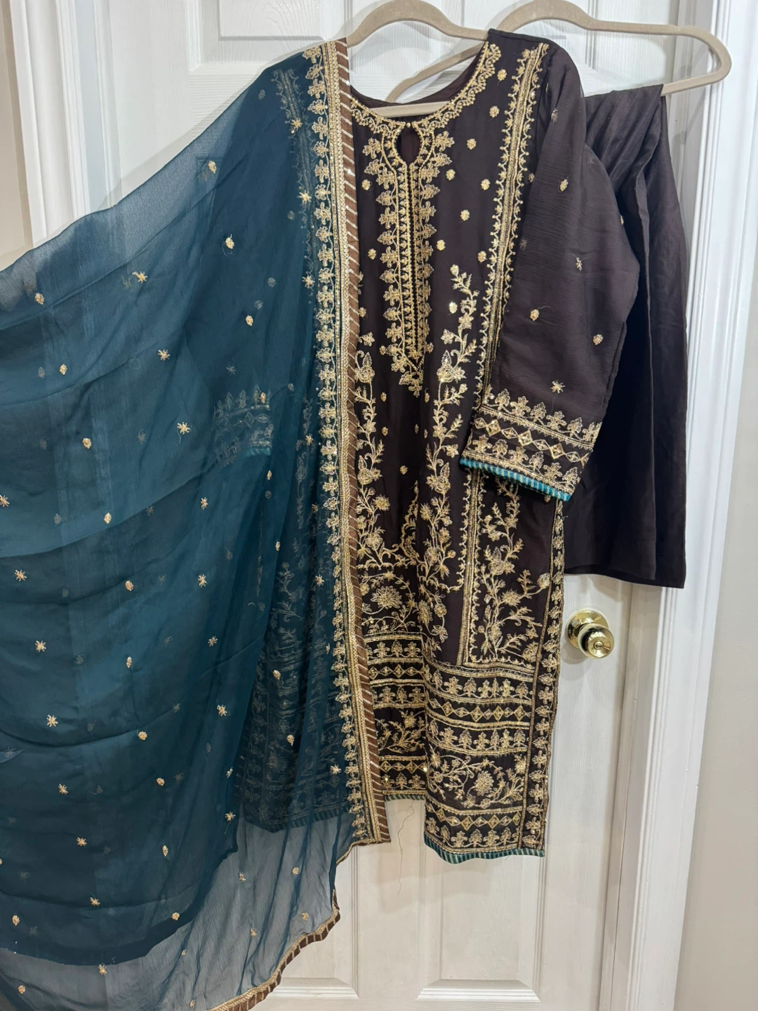 Brown Embroidered Salwar Kameez Suit - photo 2