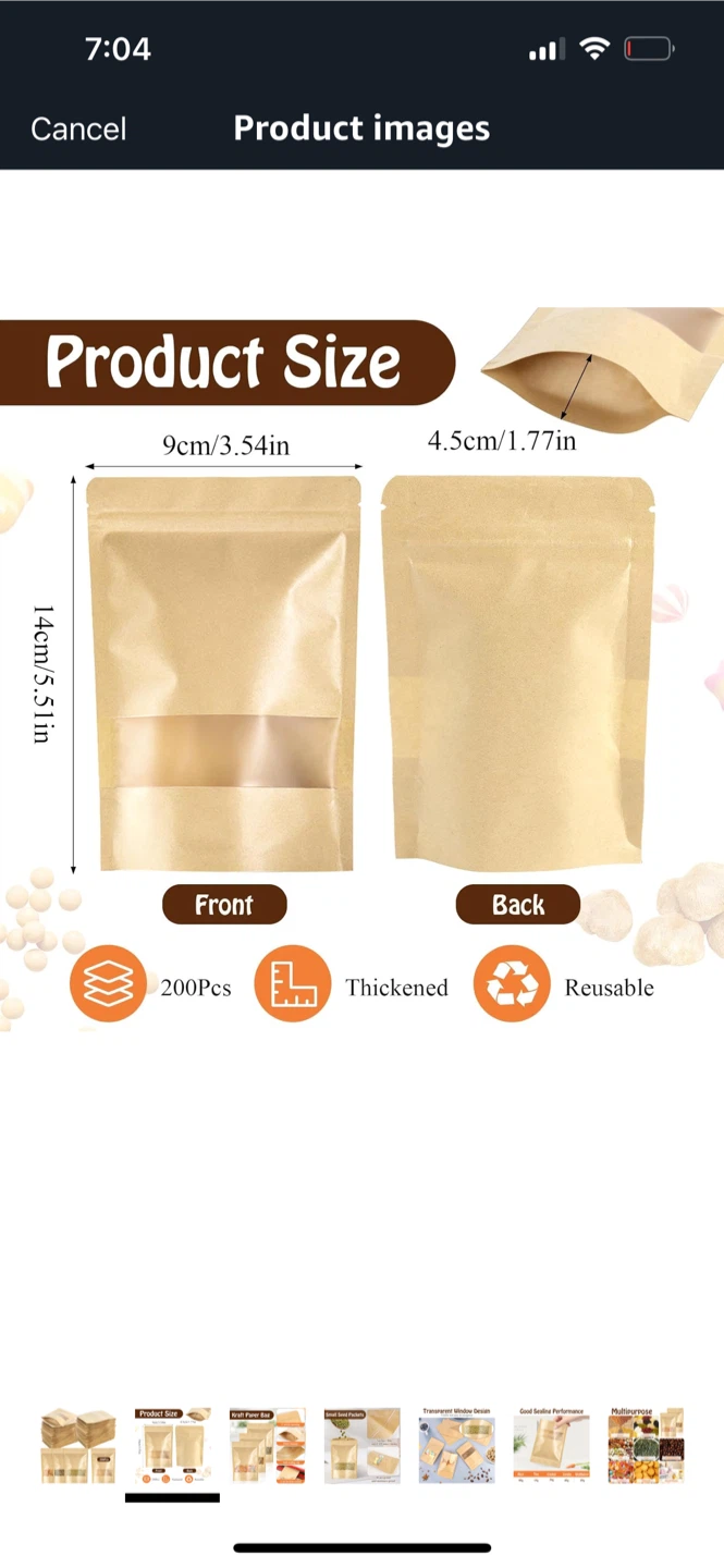 Akamino 200pcs Kraft Paper Bags - 3.54x5.51 in - photo 2