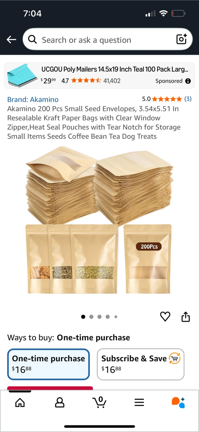 Akamino 200pcs Kraft Paper Bags - 3.54x5.51 in - photo 4