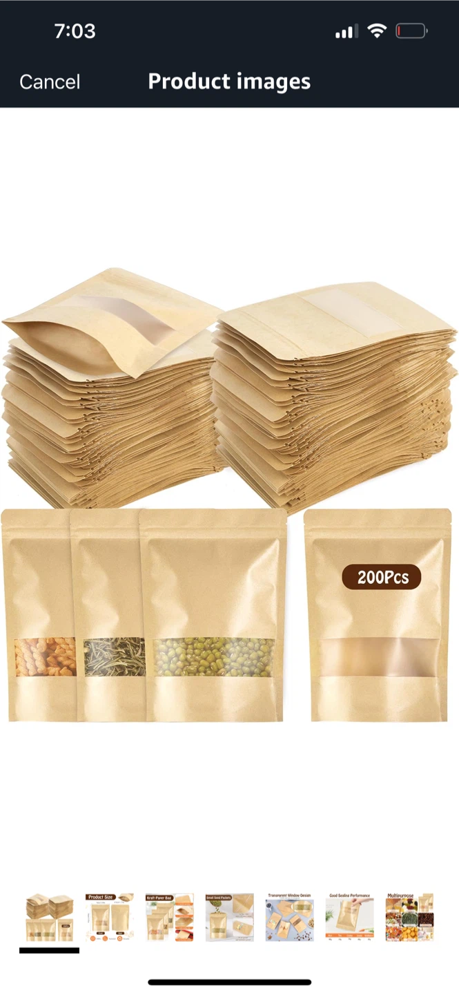 Akamino 200pcs Kraft Paper Bags - 3.54x5.51 in