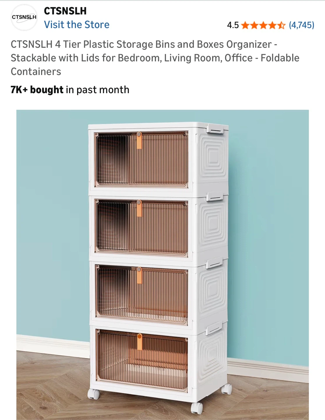 4-Tier Plastic Storage Bins - White - photo 2