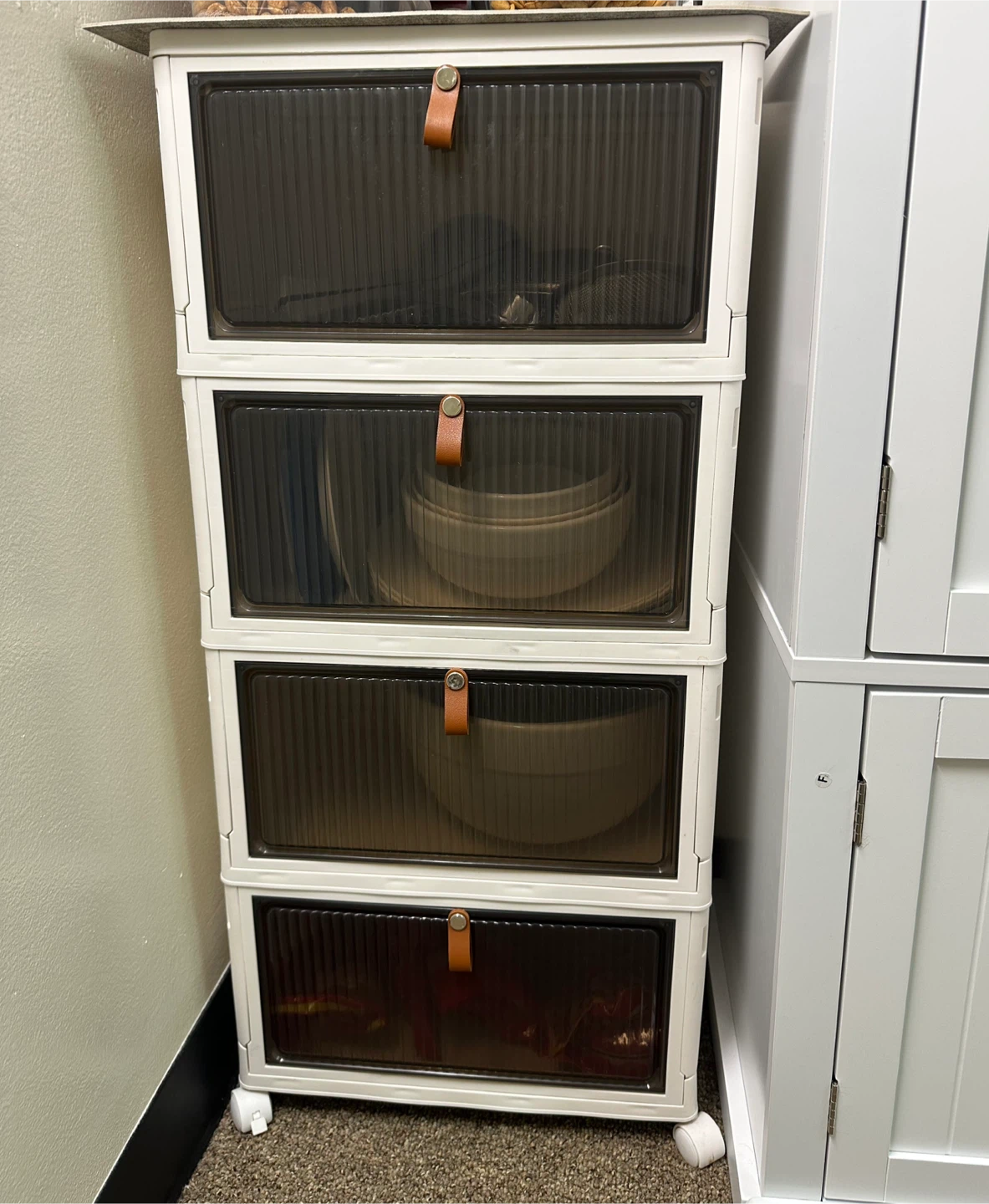 4-Tier Plastic Storage Bins - White