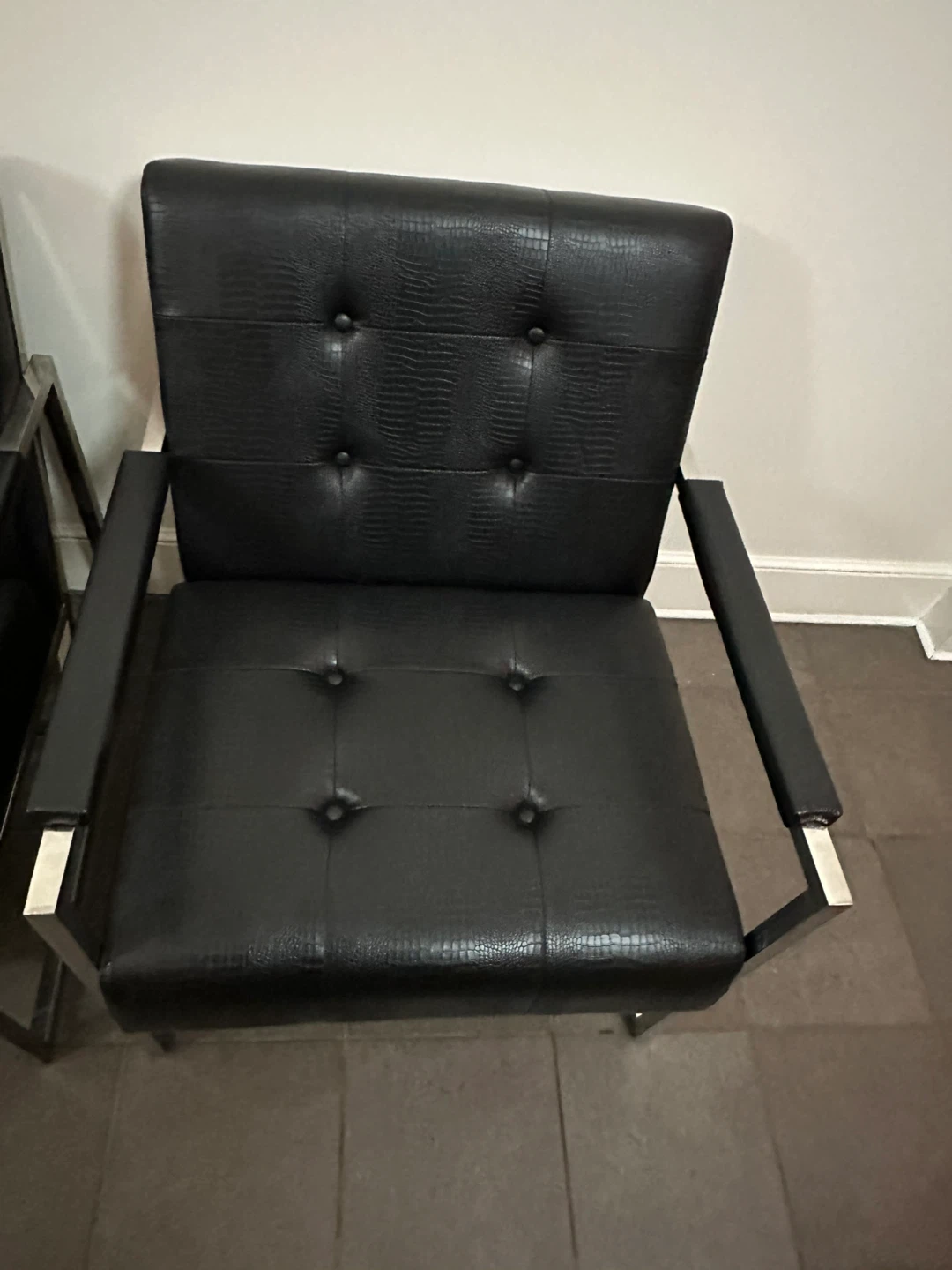 Black Faux Leather Accent Chairs - photo 2