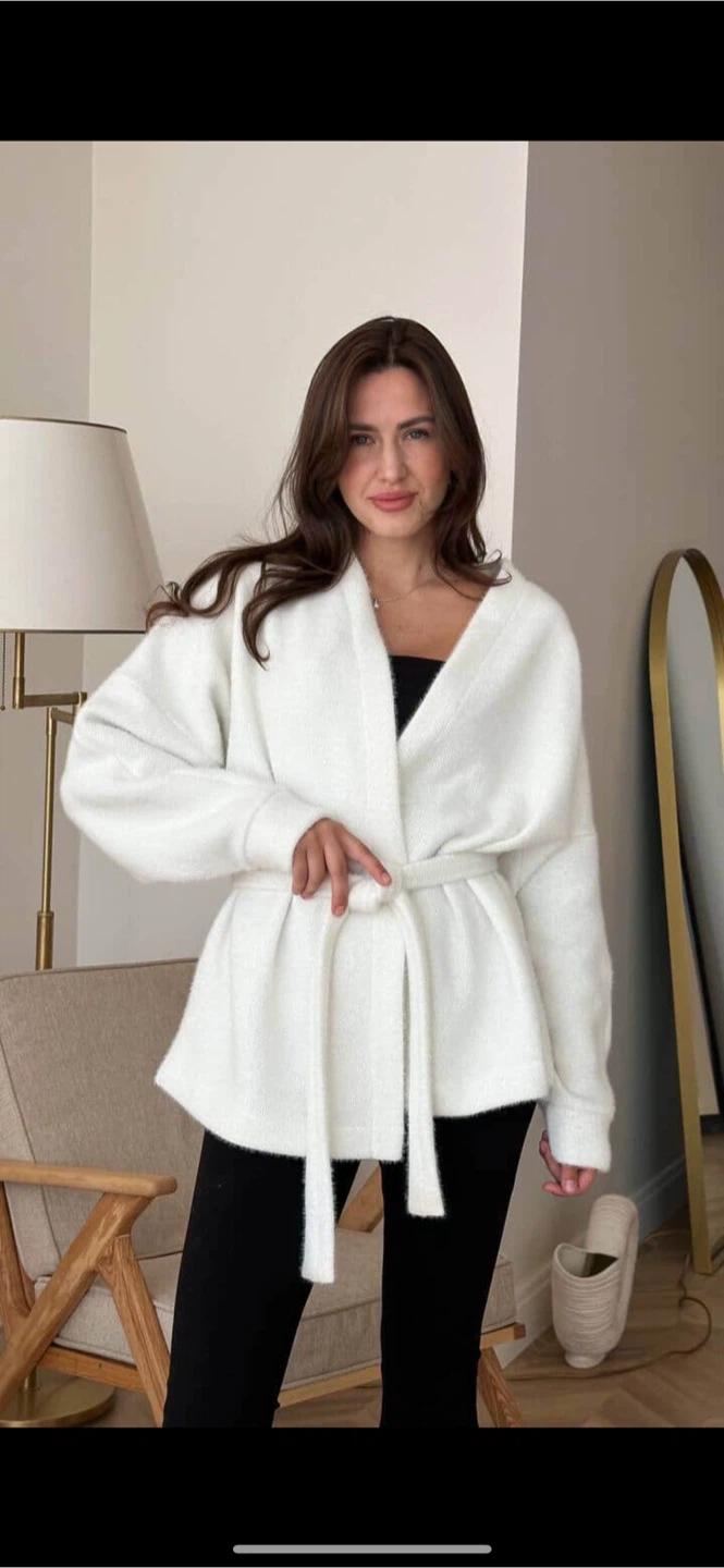 White Belted Cardigan