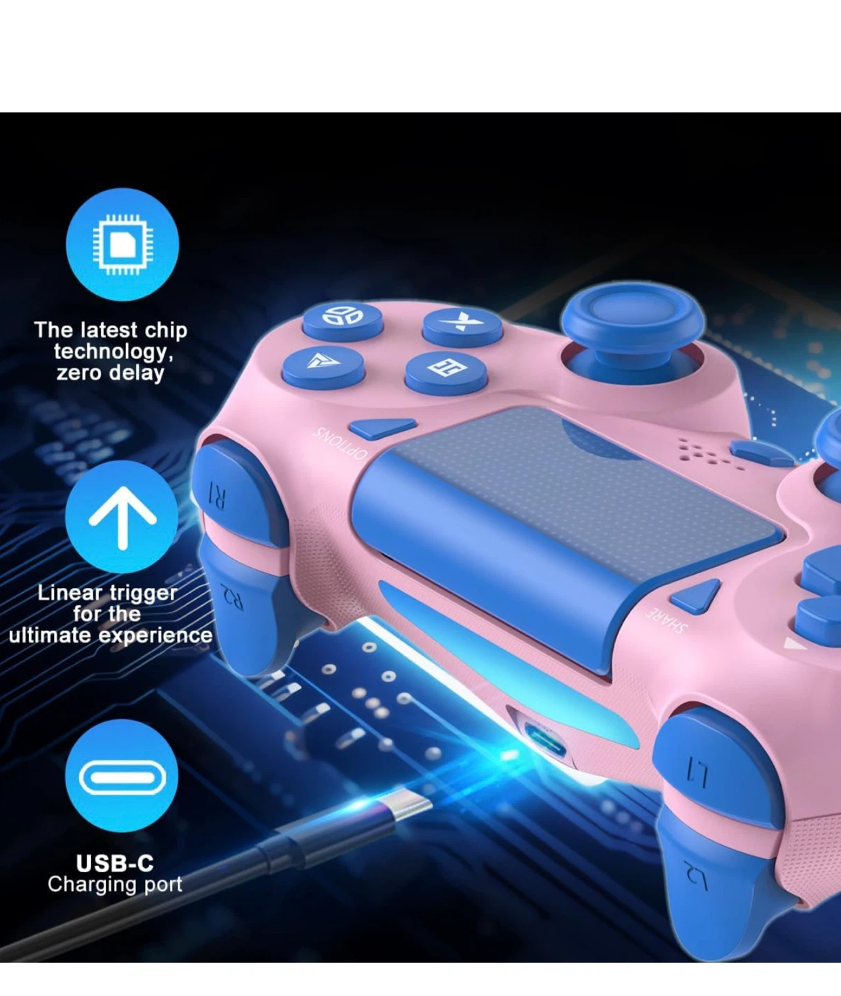 Pink & Blue Wireless Game Controller - photo 4