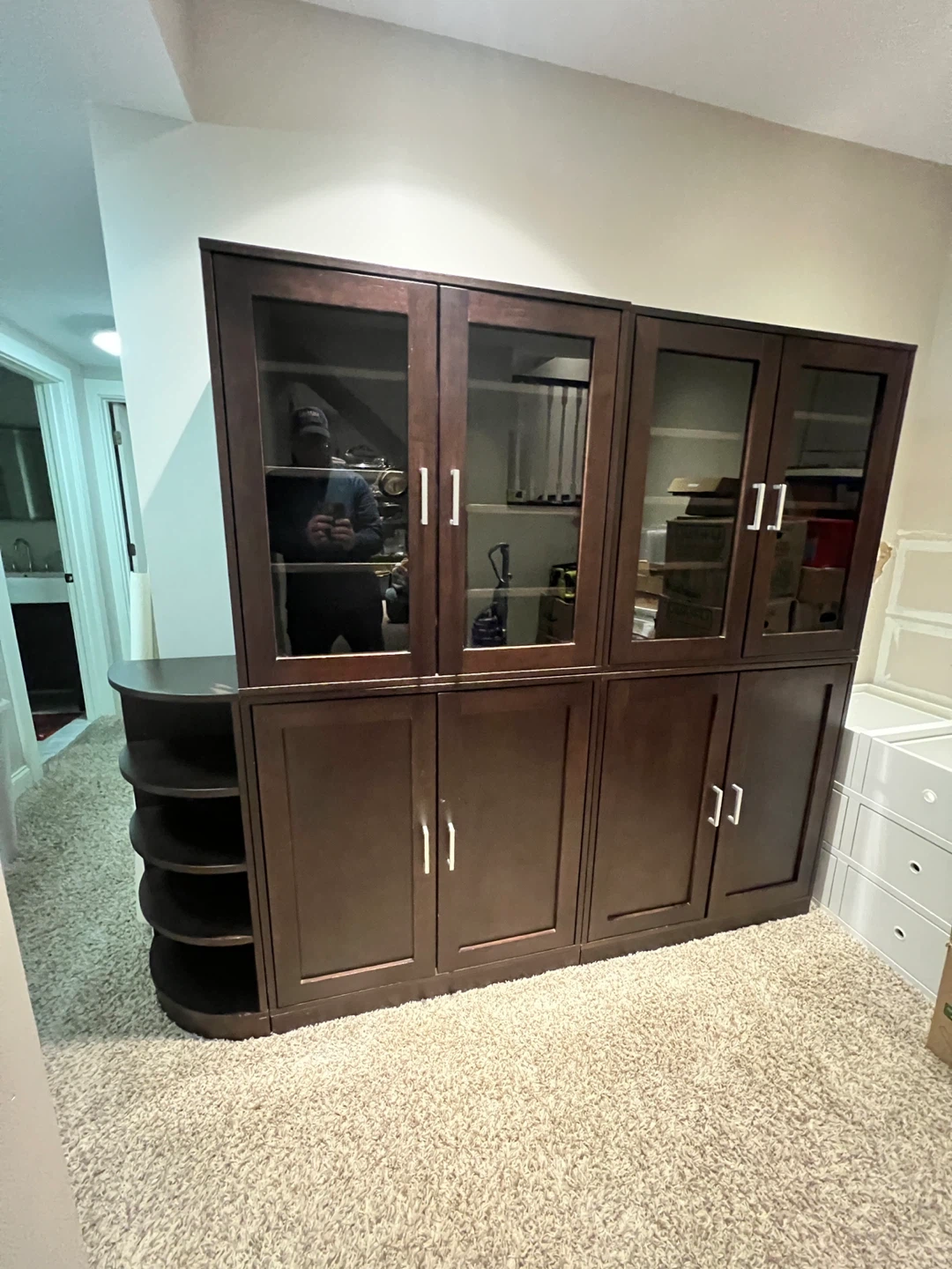 Brown Wooden Display Cabinet with Storage